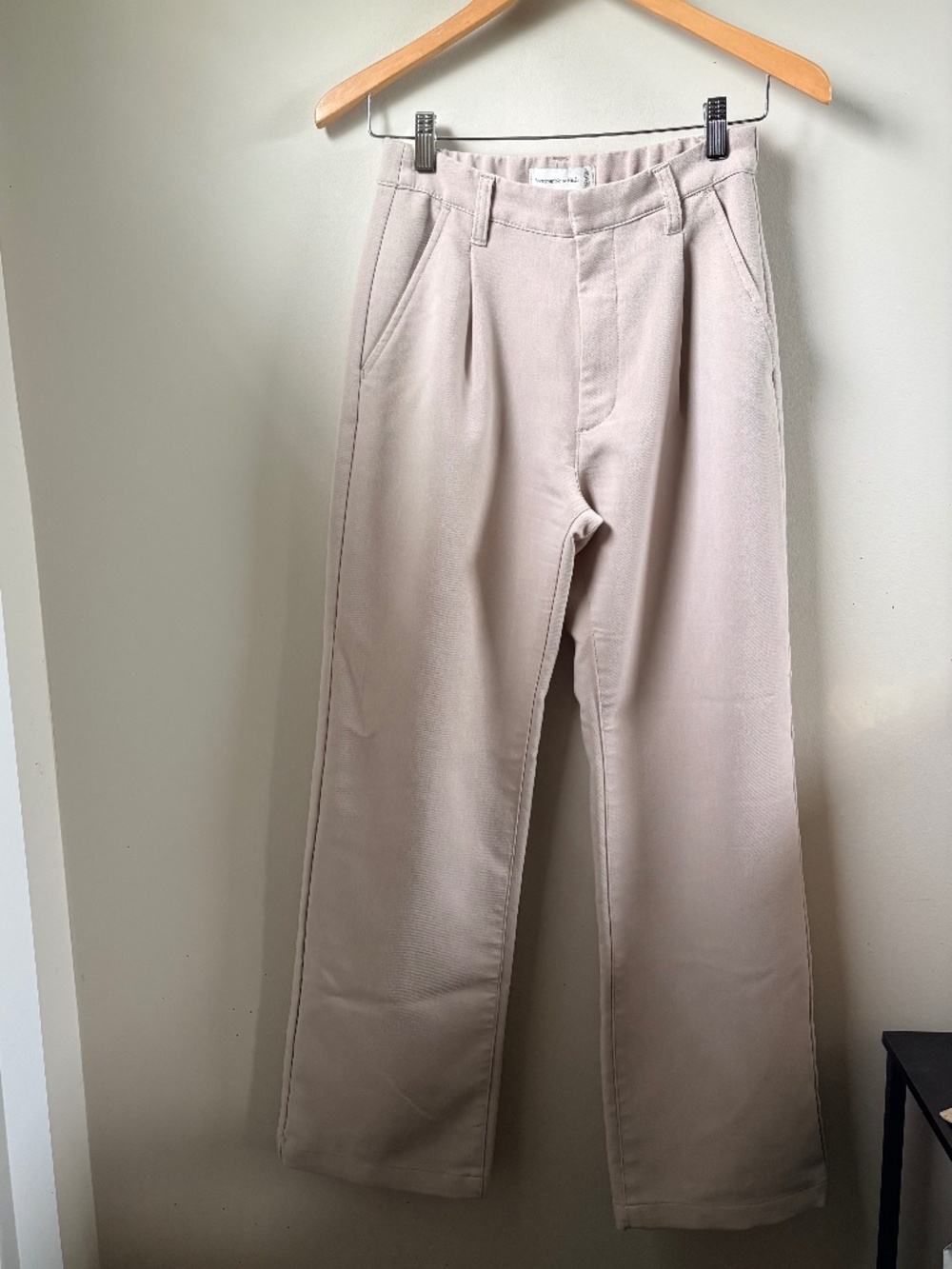 Abercrombie and Fitch Sloan Tailored Wide Leg Pants Tan Beige 26 R